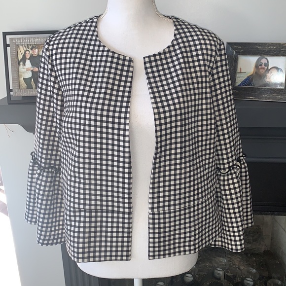 Blazer jacket Gingham open front size S - Picture 1 of 6